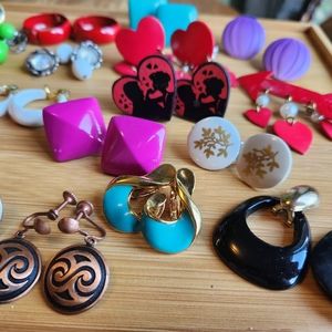 21 Pair Clip Back Vintage Earrings